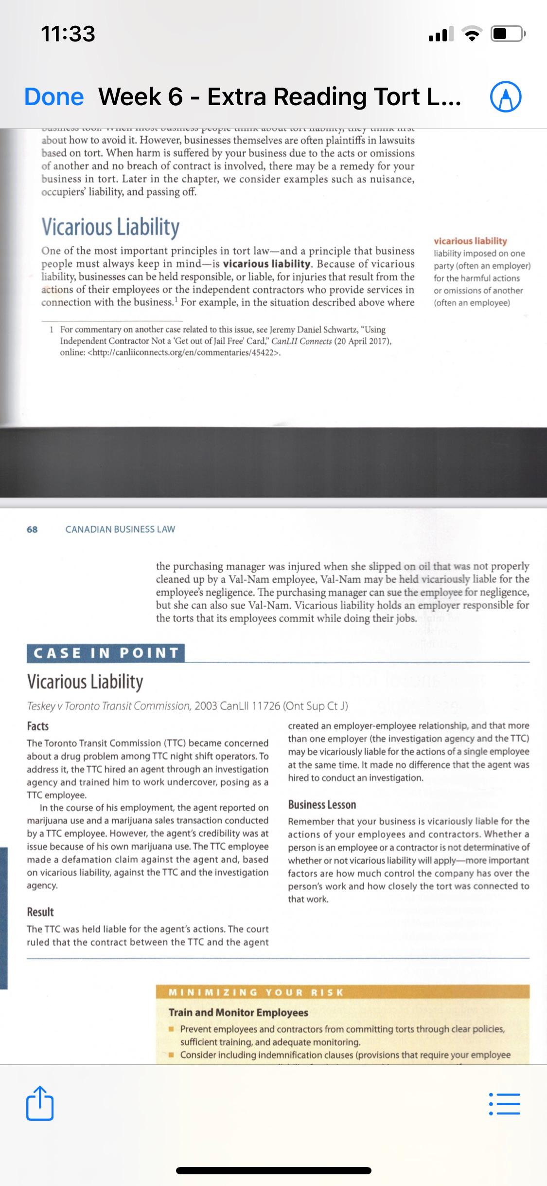 11:33 Done Week 6 - Extra Reading Tort L... W von