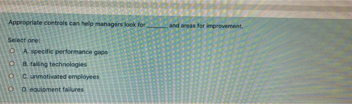 Appropriate controls can help managers look for