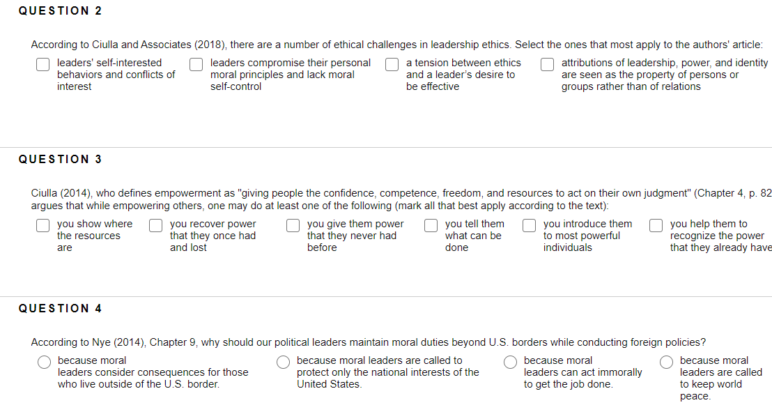 QUESTION 2 According to Ciulla and Associates