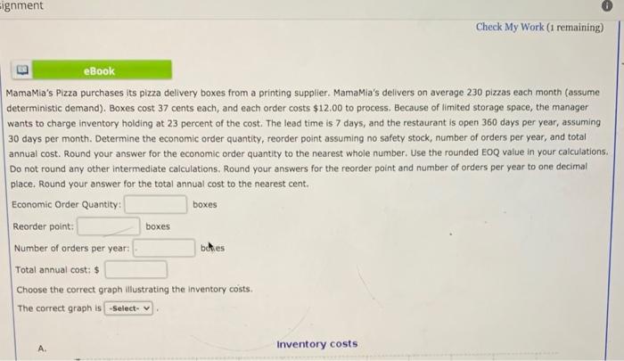 Eignment Check My Work (1 remaining) eBook