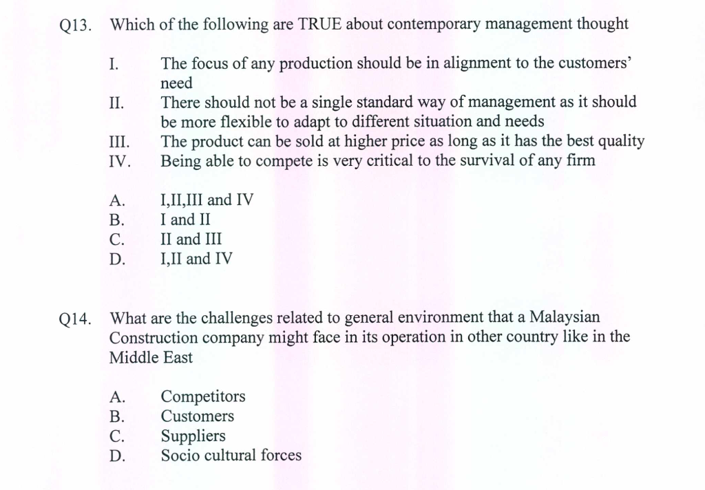 Q13. Which of the following are TRUE about