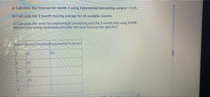 calculate the forecast for month 5 using