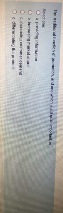 The traditional function of promotion, and one