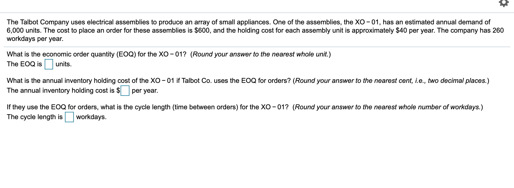 The Talbot Company uses electrical assemblies to