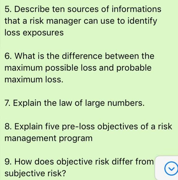 5. Describe ten sources of informations that a