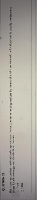 QUESTION 18 A major reason for the trend of