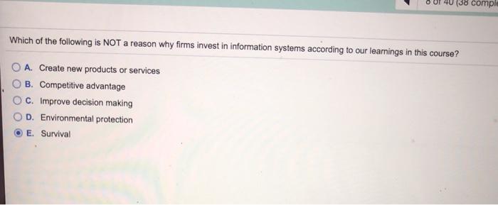 138 complc Which of the following is NOT a reason