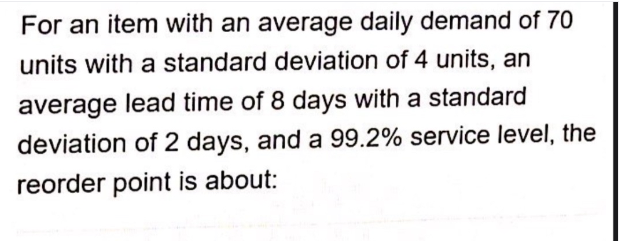 For an item with an average daily demand of 70
