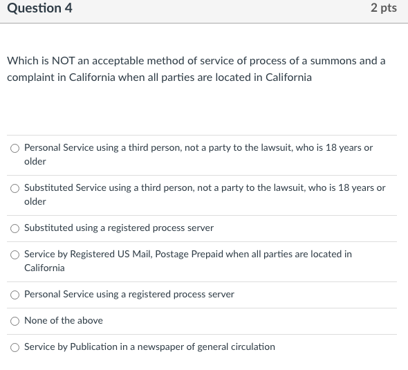 Question 5 2 pts The legal theories of recovery