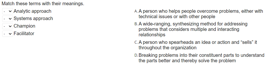Match these terms with their meanings. - A. B. C.