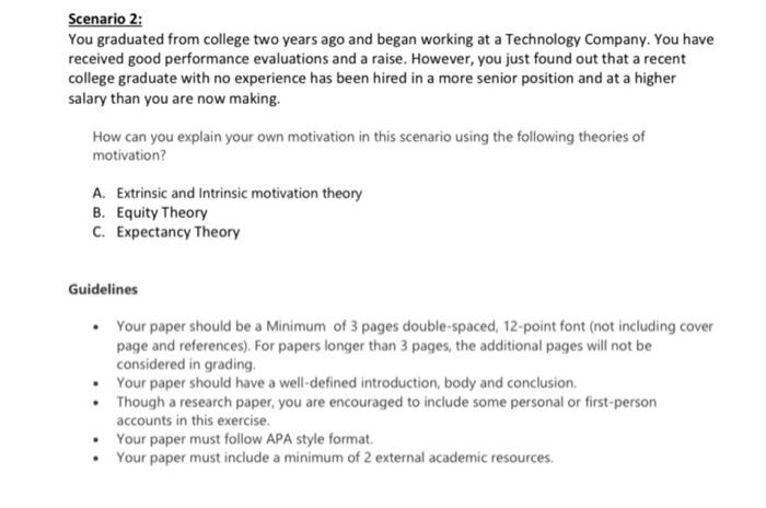 Scenario 2: You graduated from college two years