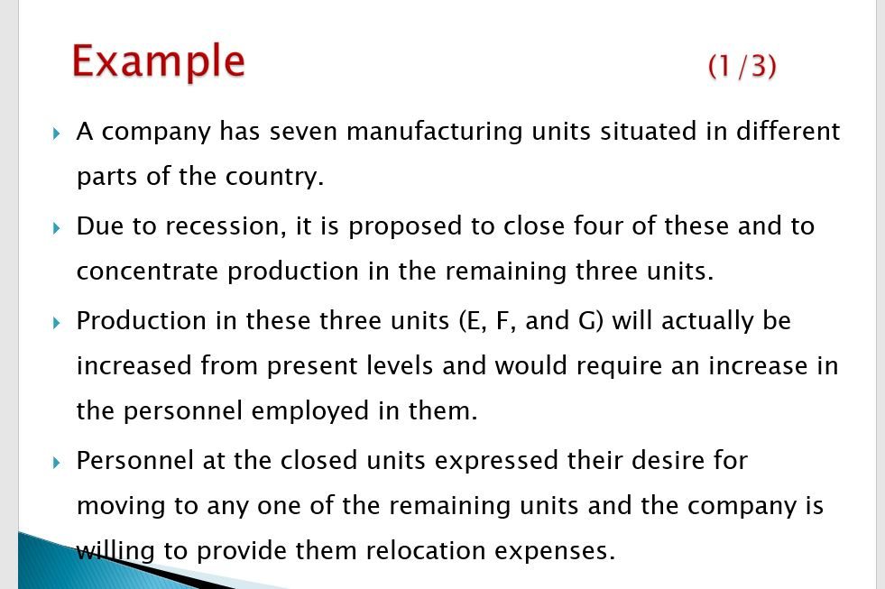 Example (1/3) A company has seven manufacturing