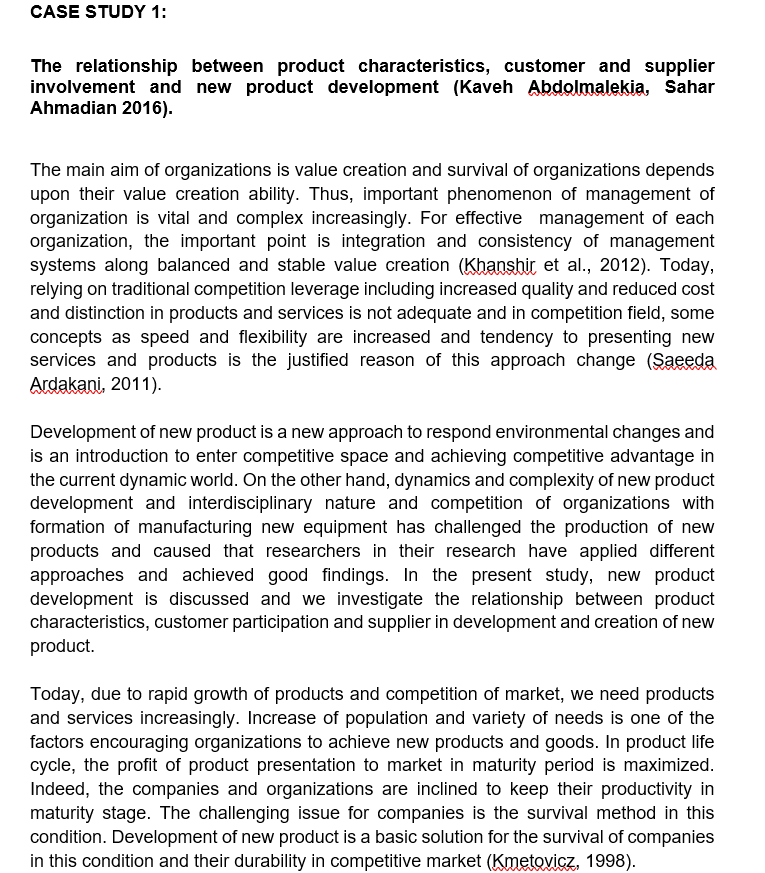 CASE STUDY 1: The relationship between product
