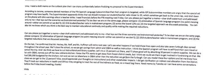 Una I need a draft memo on the cutback plan that