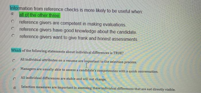 Information from reference checks is more likely