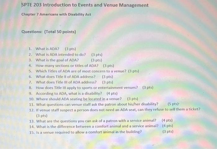 please do each question thank u! SPTE 203