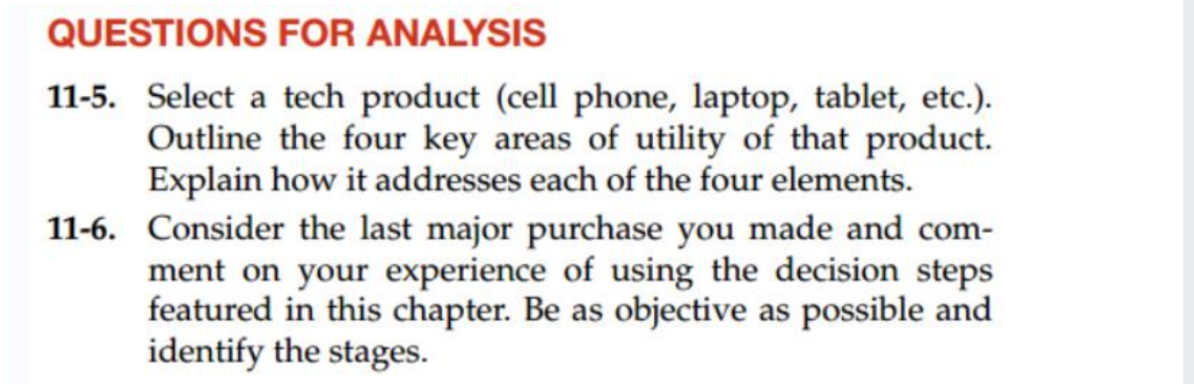 QUESTIONS FOR ANALYSIS 11-5. Select a tech