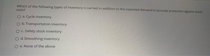 Which of the following types of inventory is