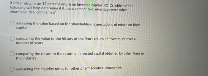 If Pfizer obtains an 13 percent return on