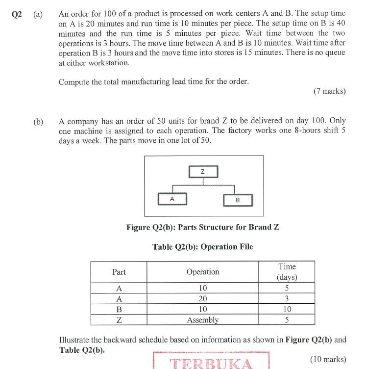 (a) An order for 100 of a product is processed on