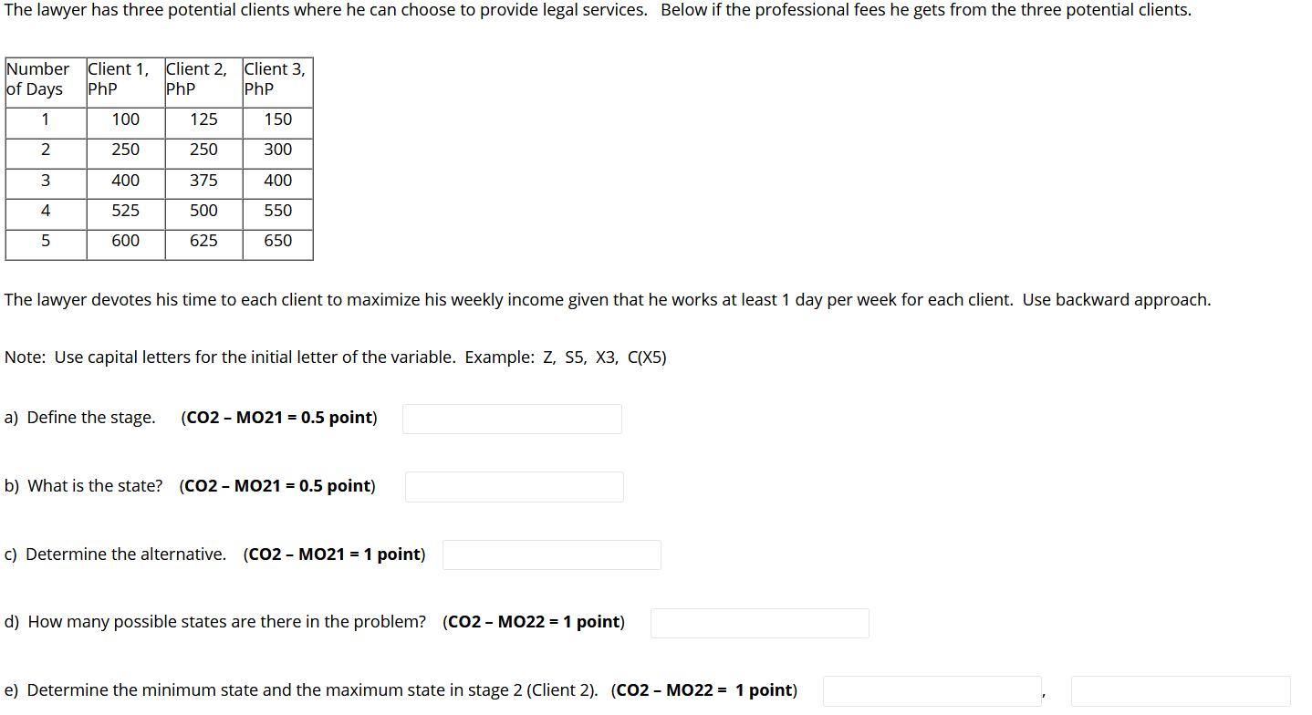 The lawyer has three potential clients where he