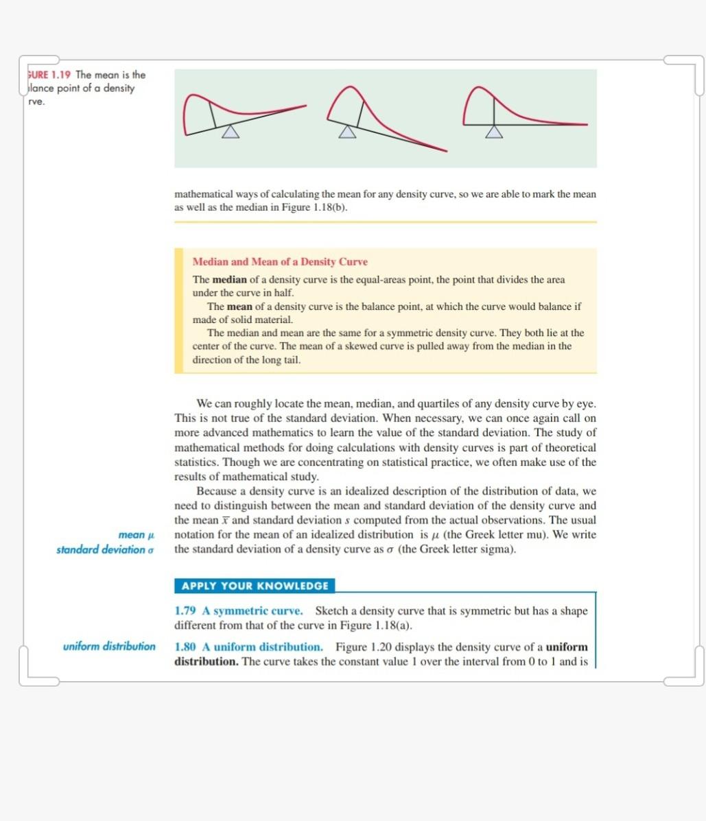 *// SURE 1.19 The mean is the wance point of a