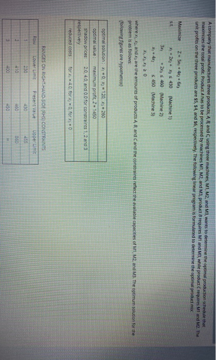 Acompany that manufactures three products, and