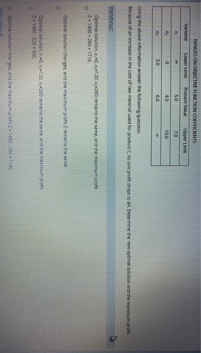 Acompany that manufactures three products, and