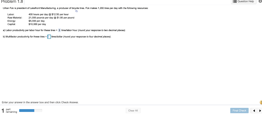 Problem 1.8 Question Help Lillian Fok is