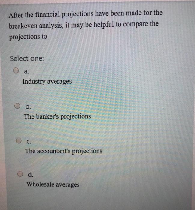 After the financial projections have been made