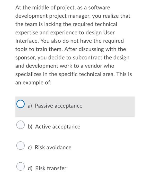 At the middle of project, as a software