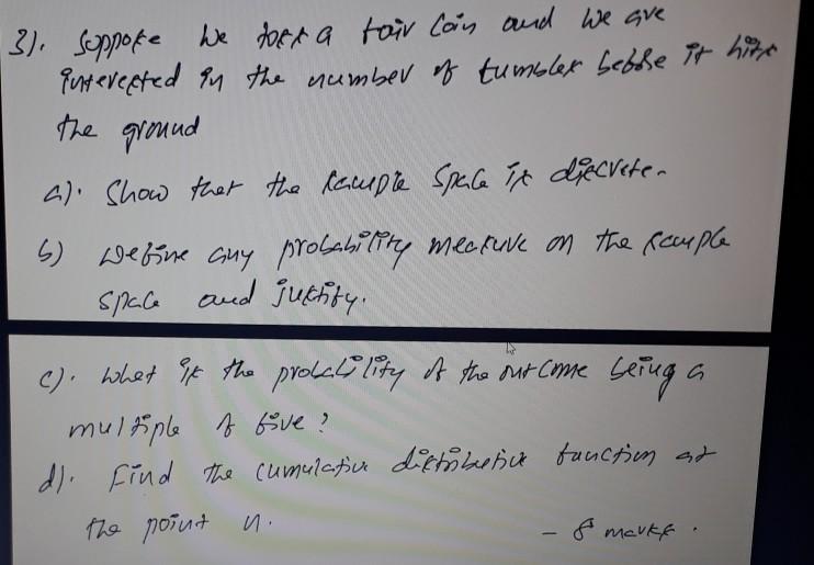 Probability question on the tumbles of a coin