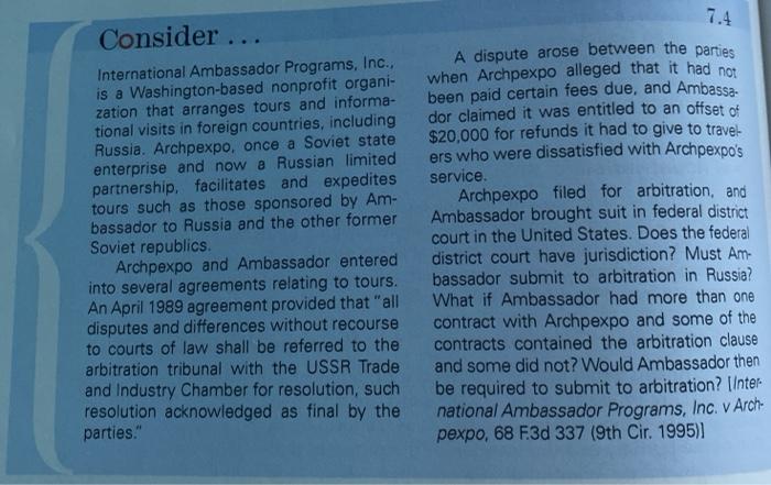 7.4 Consider ... International Ambassador