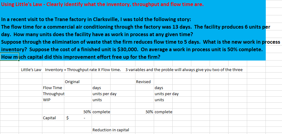 PLEASE HELLP AND SHOW WORK!! Using Little's Law -