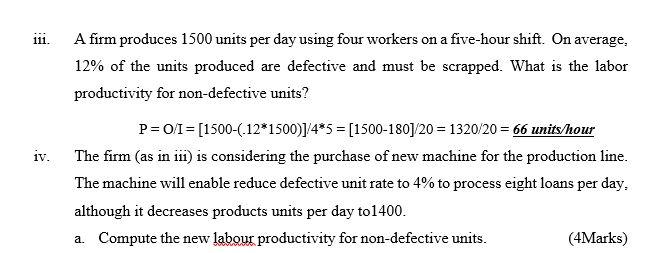 iv ) a 111. A firm produces 1500 units per day