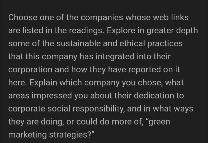 Choose one of the companies whose web links are