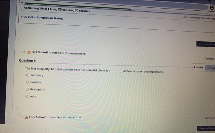 Remaining Time: 1 hour, 26 minutes, 5 seconds.