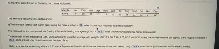 Jan 21 TB The monthly sales for Yarie Batteries,