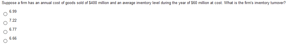 Suppose a firm has an annual cost of goods sold