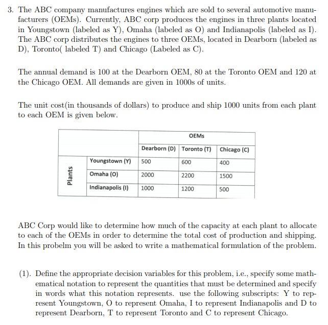 please help 3. The ABC company manufactures
