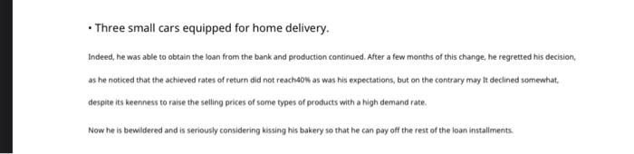 help plz Ismail Al-Farran established a bakery in