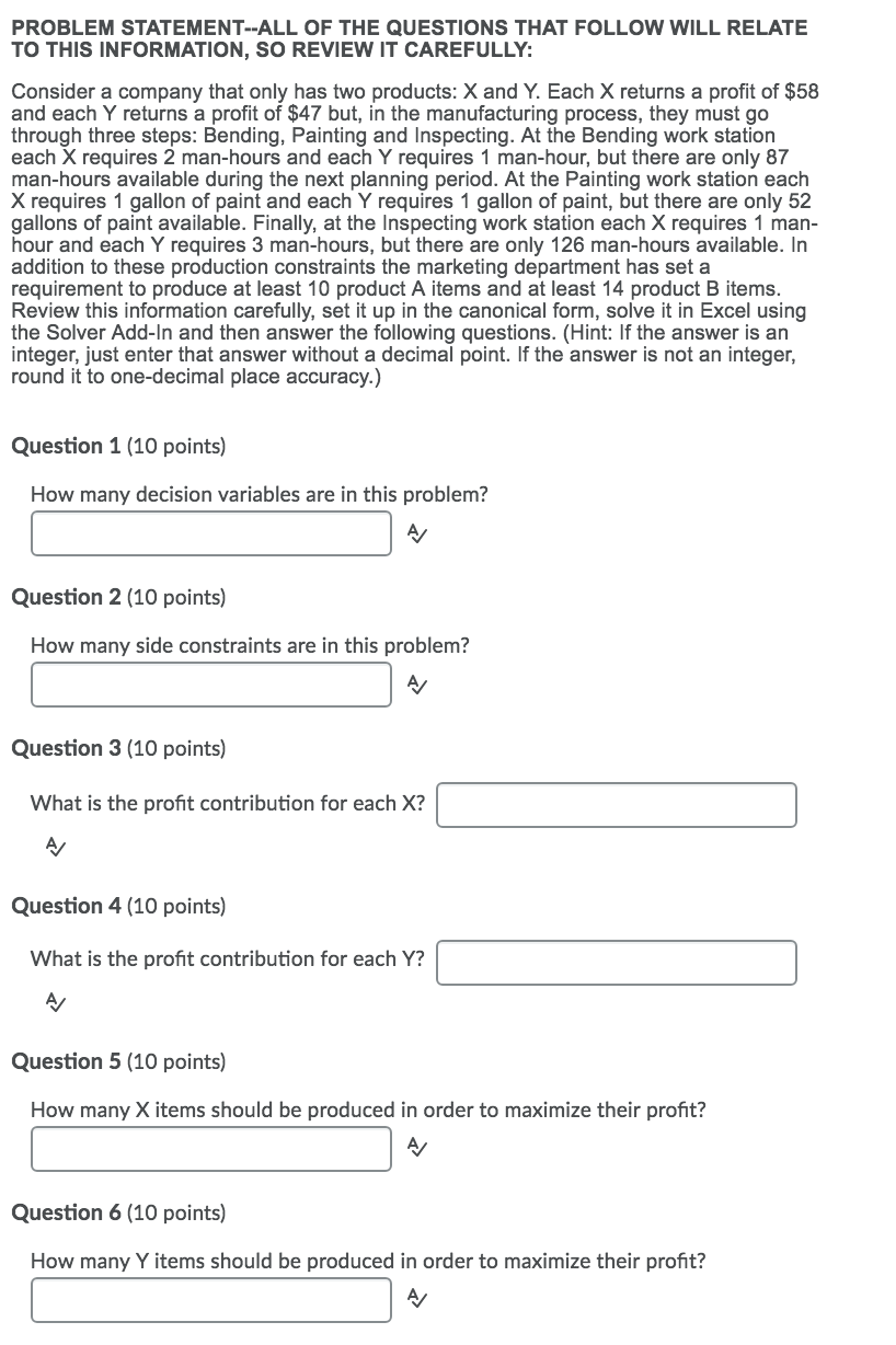 PROBLEM STATEMENT--ALL OF THE QUESTIONS THAT