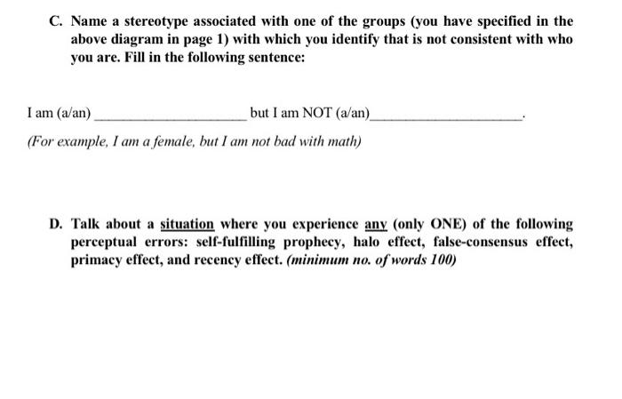 C. Name a stereotype associated with one of the