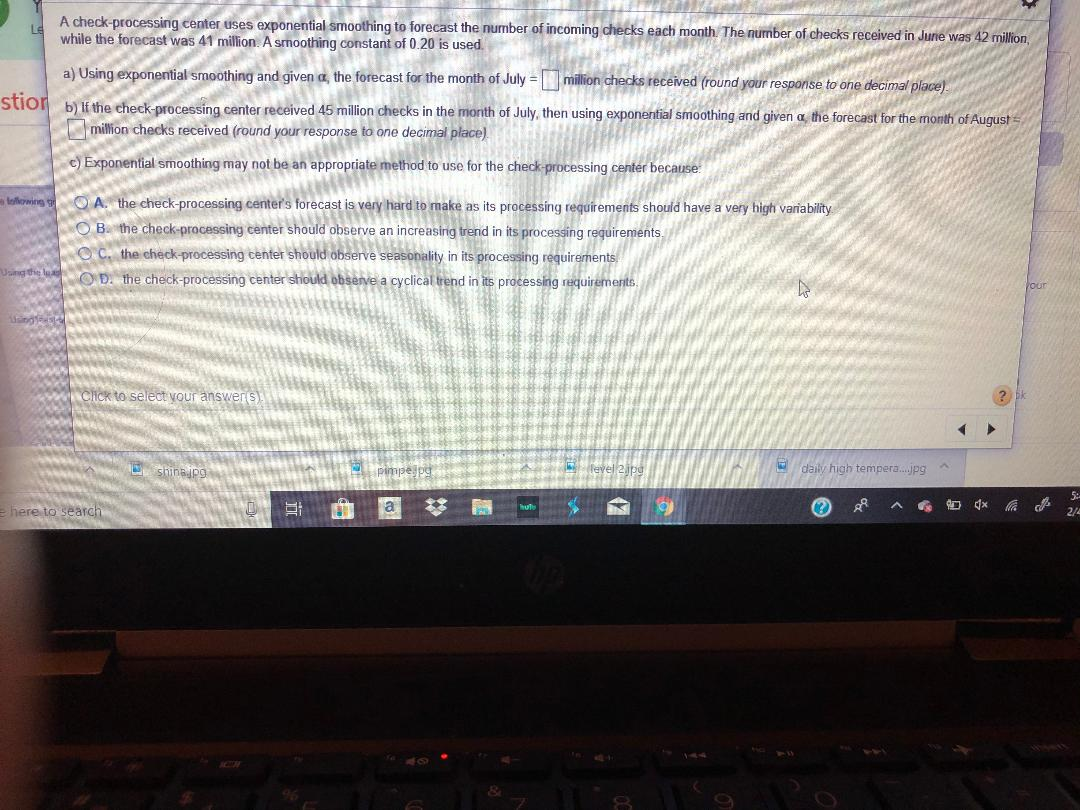 A check-processing center uses exponential