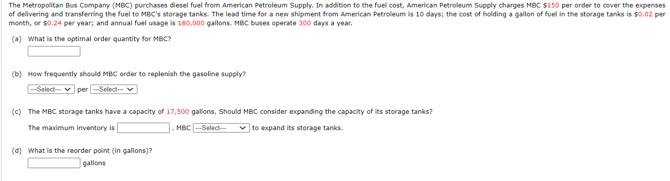The Metropolitan Bus Company (MBC) purchases