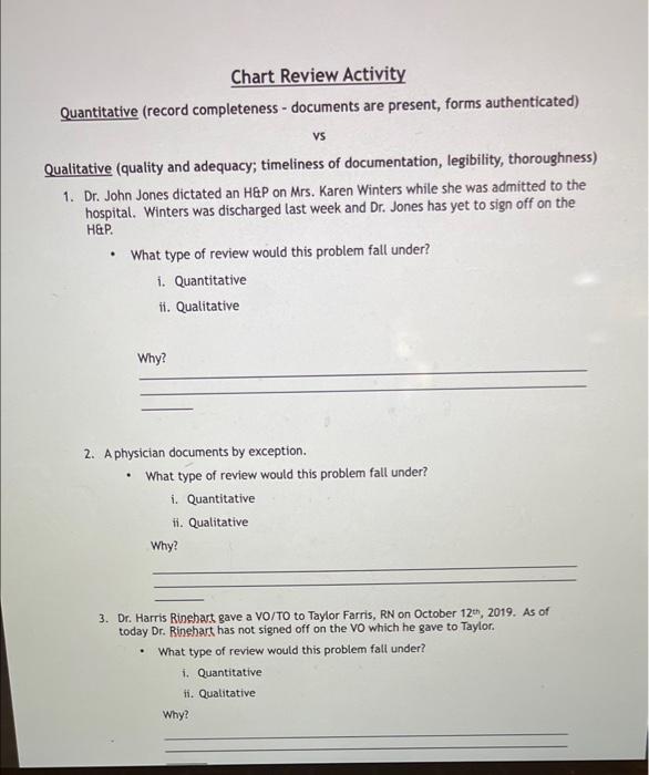 Chart Review Activity Quantitative (record
