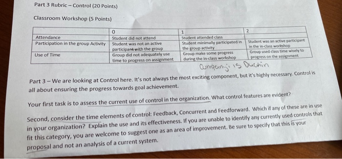 IL Control (20 points) Classroom Workshop (5