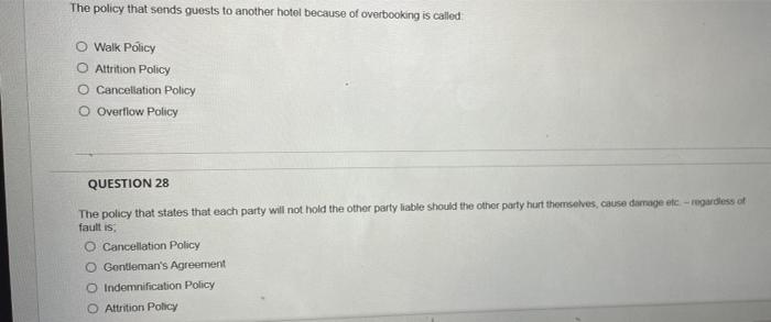 The policy that sends guests to another hotel
