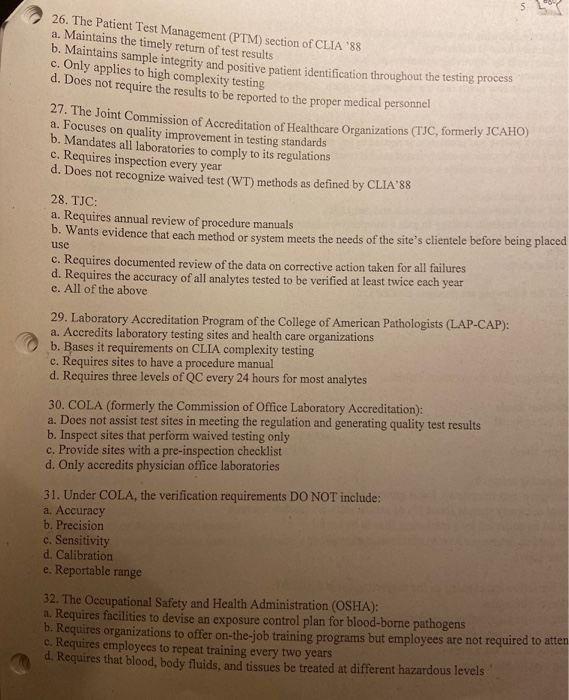 26. The Patient Test Management (PTM) section of