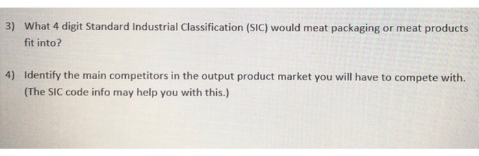 3) What 4 digit Standard Industrial